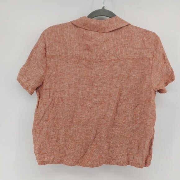 Rachel Zoe Linen Cropped Button Front Blouse Size Small with Wooden Buttons - Picture 6 of 6